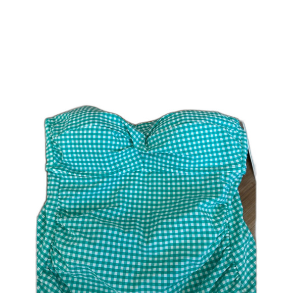 NWT Draper James Green Gingham Seersucker Twist Bandeaukini Tankini Top Size S - Picture 3 of 8
